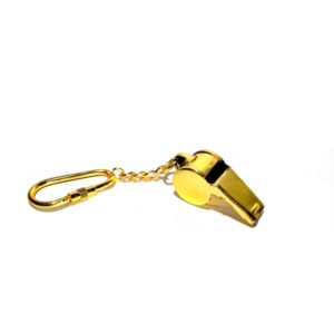 Antique Security Guard Whistle Brass Keychain-Gold Finish